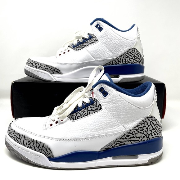 Nike Air Jordan Retro 3 True Blue Men 10.5 White Iconic Sneakers 2011 136064-104 main image 4